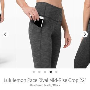 Lululemon Pace Rival Mid Rise Crop 22” Size 8